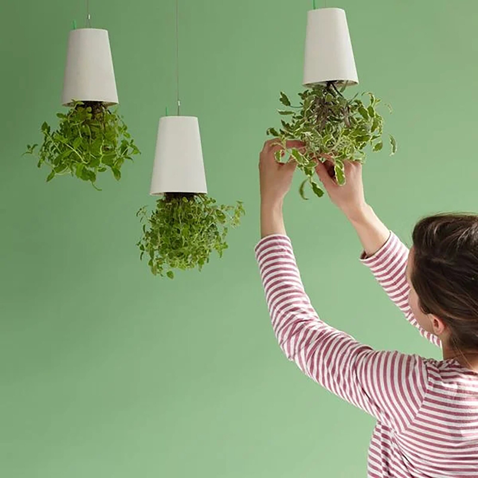 40#Indoor Sky Garden Hanging Pot Upside Down Recycled Hanging Planter Pot Upside Down Sky Planting Pot Flowerpot Storage Basket