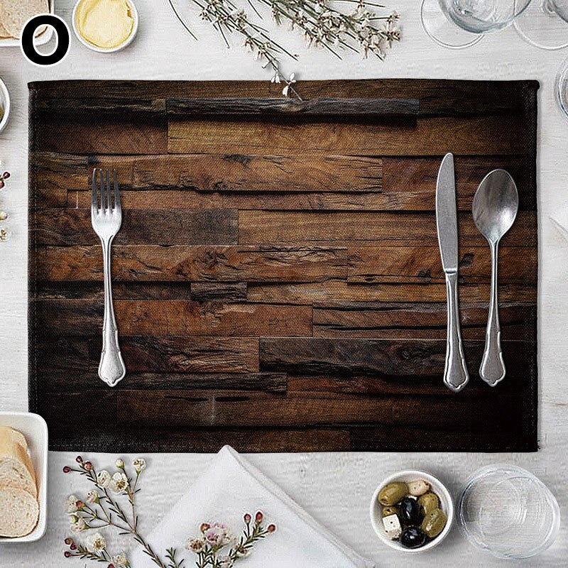 Wood Grain Dining Table Mat Rectangle Heat Insulation Placemat Dining Table Tableware Kitchen Supplies Home Decorative: O