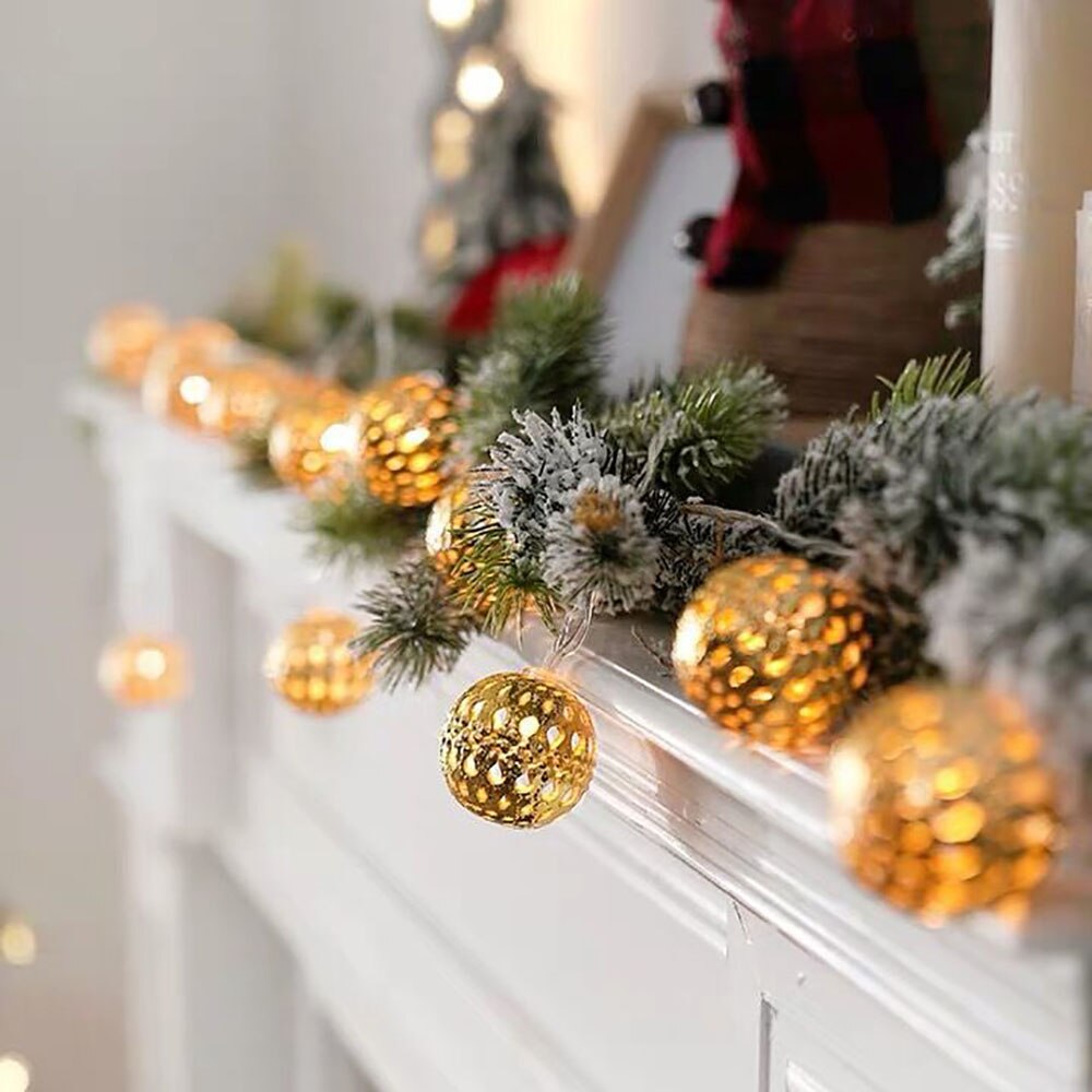 Waterdichte 20 LEDs Fairy Light Zonne-energie Marokkaanse Lantaarn Metalen Globe String Lamp voor Outdoor Kerstboom