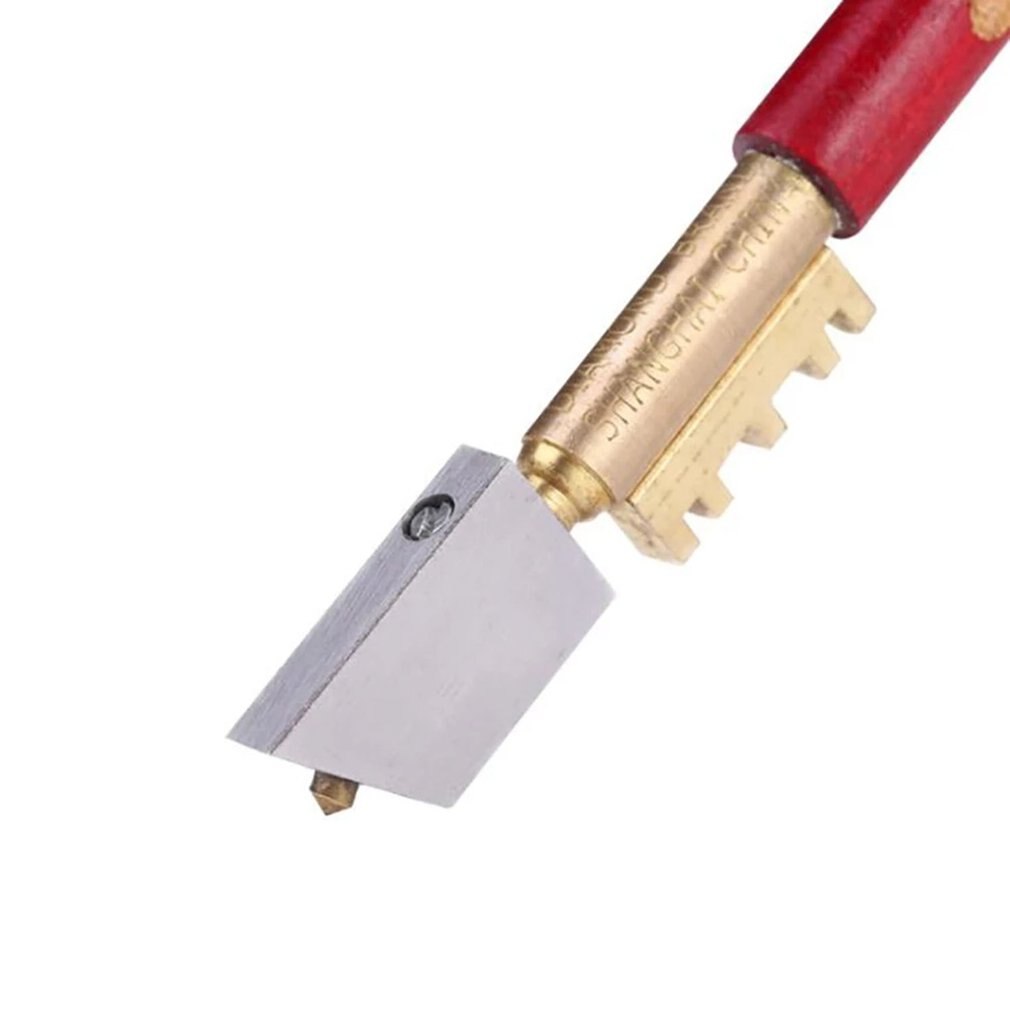 Diamond Tipped Wooden Handle Glass Cutter Tool With 10mm Scale Cutter For Glass Mosaic And Pencil Shape Tiles