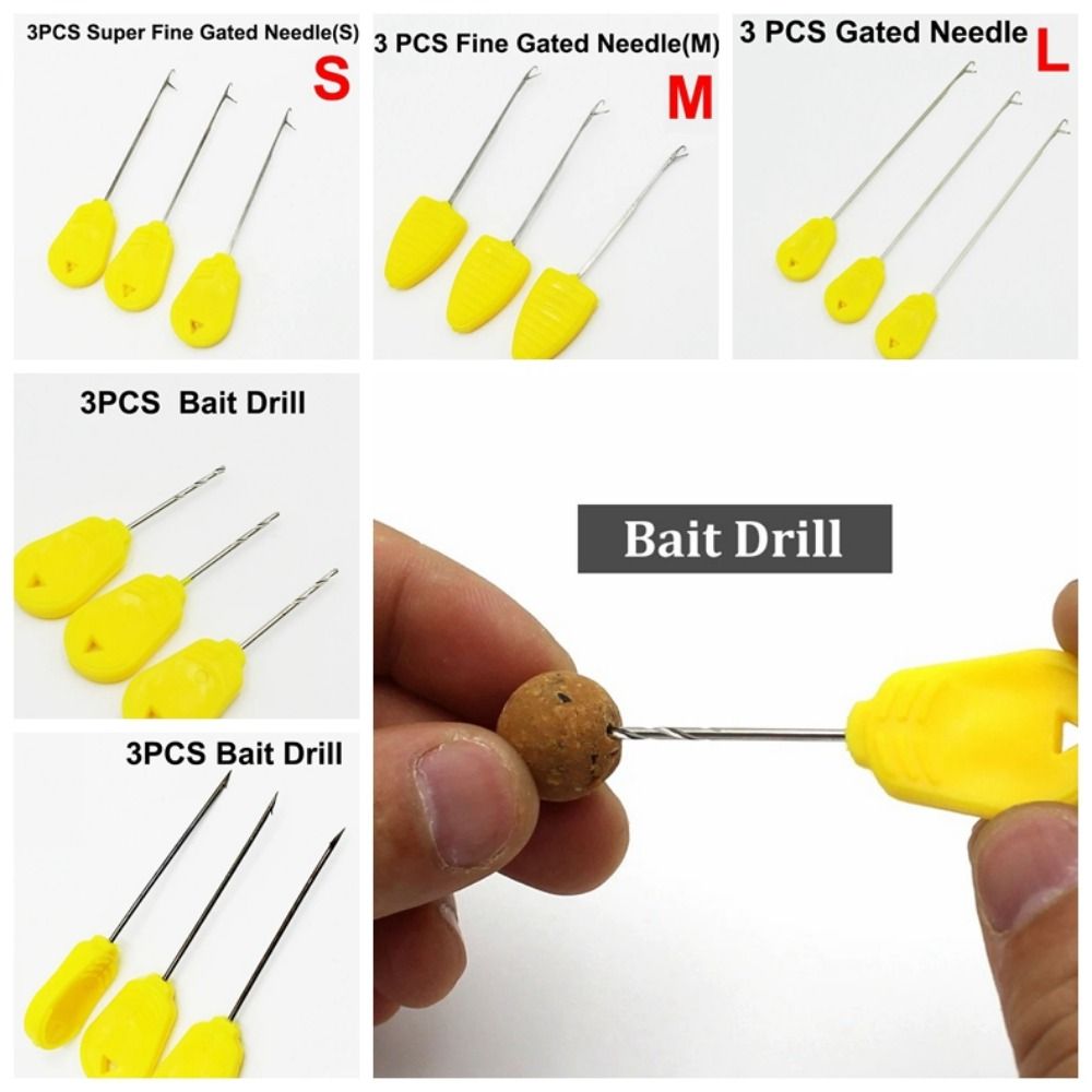 3pcs Haak Boor Karpervissen Gereedschap Kit Threading Aas Boilie Aas Pins Rigging Baiting Naalden Baiting Rig Tool Handvat kit