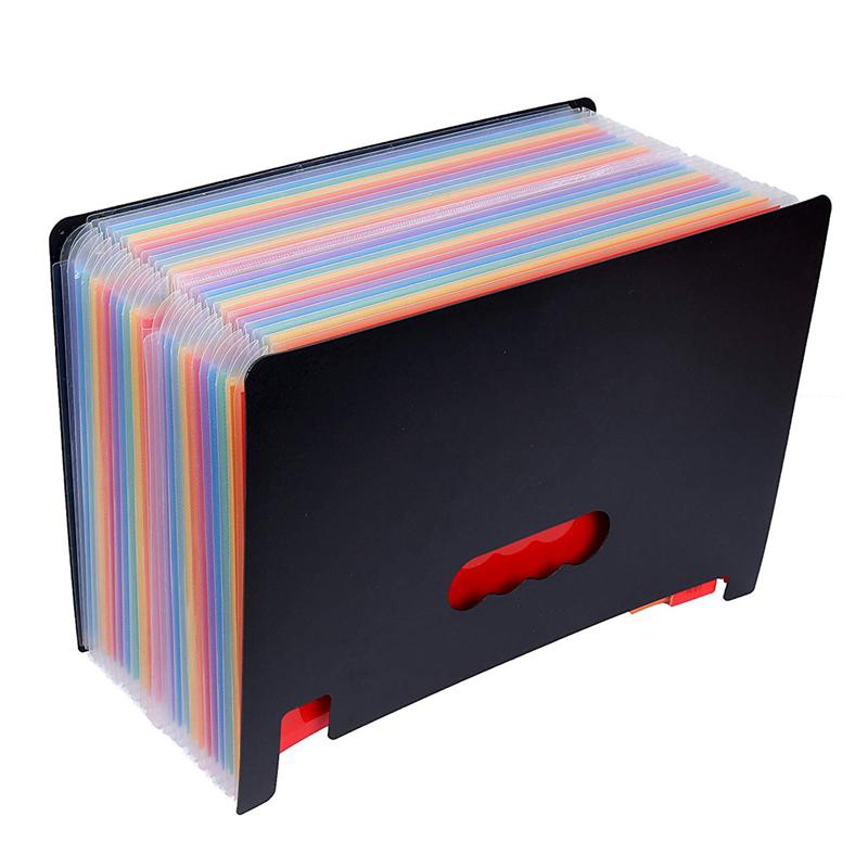 24 Pockets Expanding File Folder Large Space A4 Filing Folders Box File Business Home Office Document Accordion File St