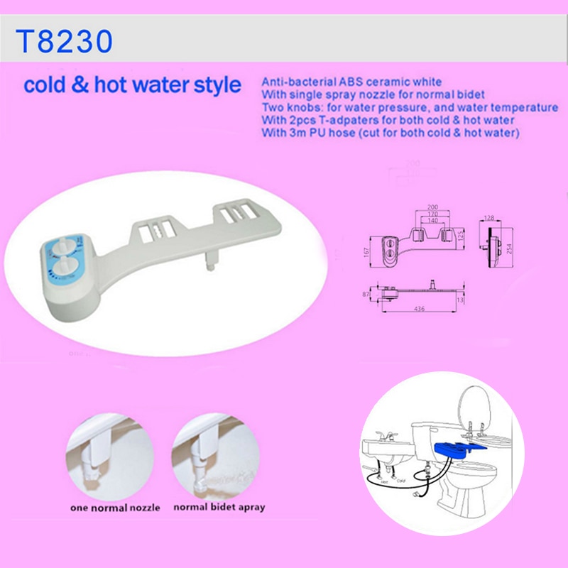 Cold/Heated Water Toilet Seat Bidet Sprayer Bidet Attachment Fresh Water Spray Non-electric Mechanical Shower Nozzle save paper