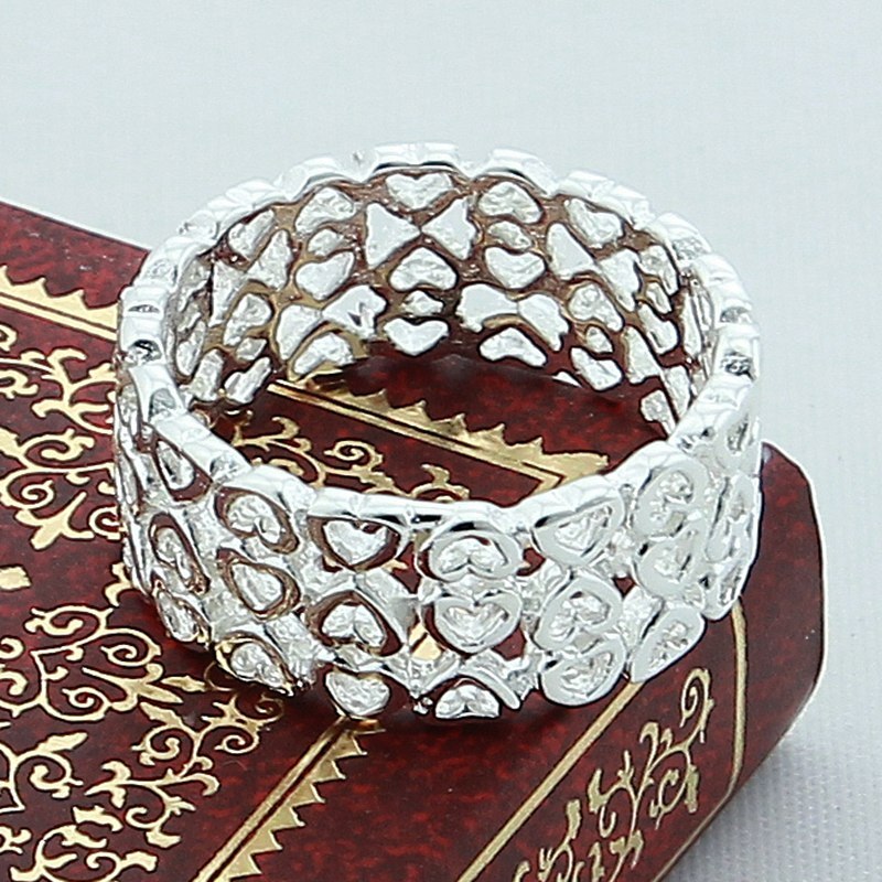 Eenvoudige 925 Zilveren Ring Mode Vol Liefde Vinger Ringen Vrouwen Vrouwelijke Verjaardag Sieraden Anel