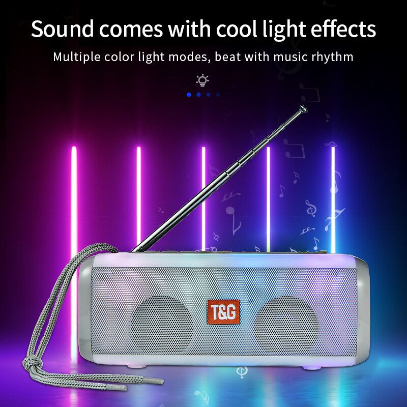 TG144 Draadloze Bluetooth Speaker & Fm Radio Led Flash Light Portable Luidspreker Draadloze Kolom Met Fm Antenne Som