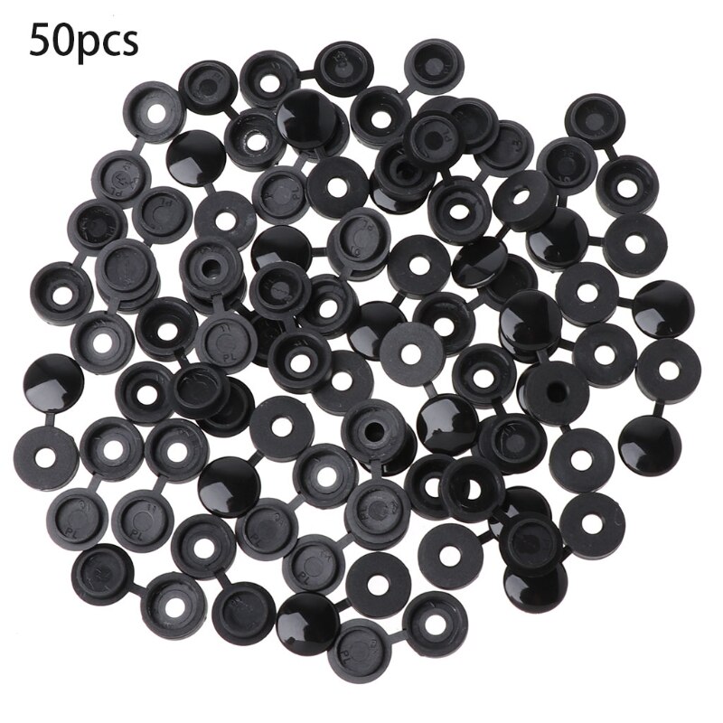 50Pcs Hinged Plastic Screw Cover Fold Cap Button For Furniture Decorative Cover N84F