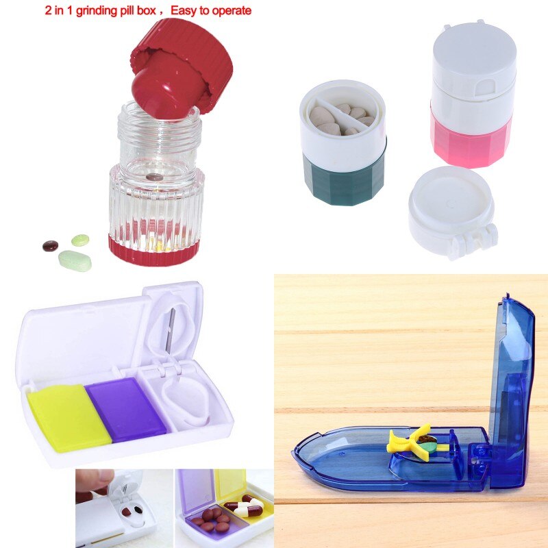 4 Style Pill Box Cutter Crusher Tablet Pill Cutter Splitter Medicine Storage Splitters Cut Slicer Portable Pill Cases Dispenser