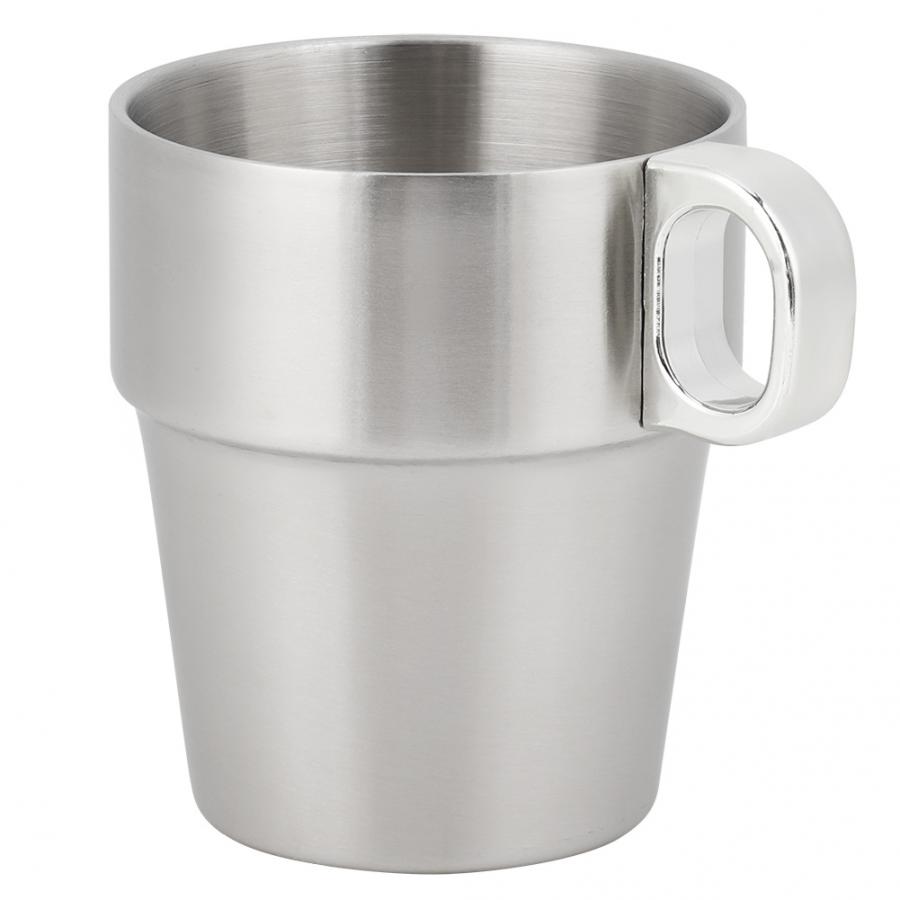 7 unids/set de acero inoxidable anillo taza de agua café con copa soporte reutilizable de doble capa Anti-escaldadura de la taza de café