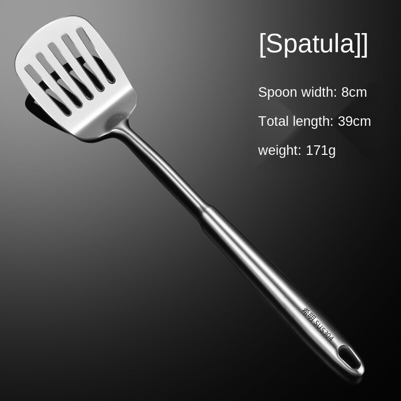 Thick 304 Stainless Steel Cooking Scraper Spatula Spatula Soup Spoon Household Kitchenware Set Full Set: Dark Khaki
