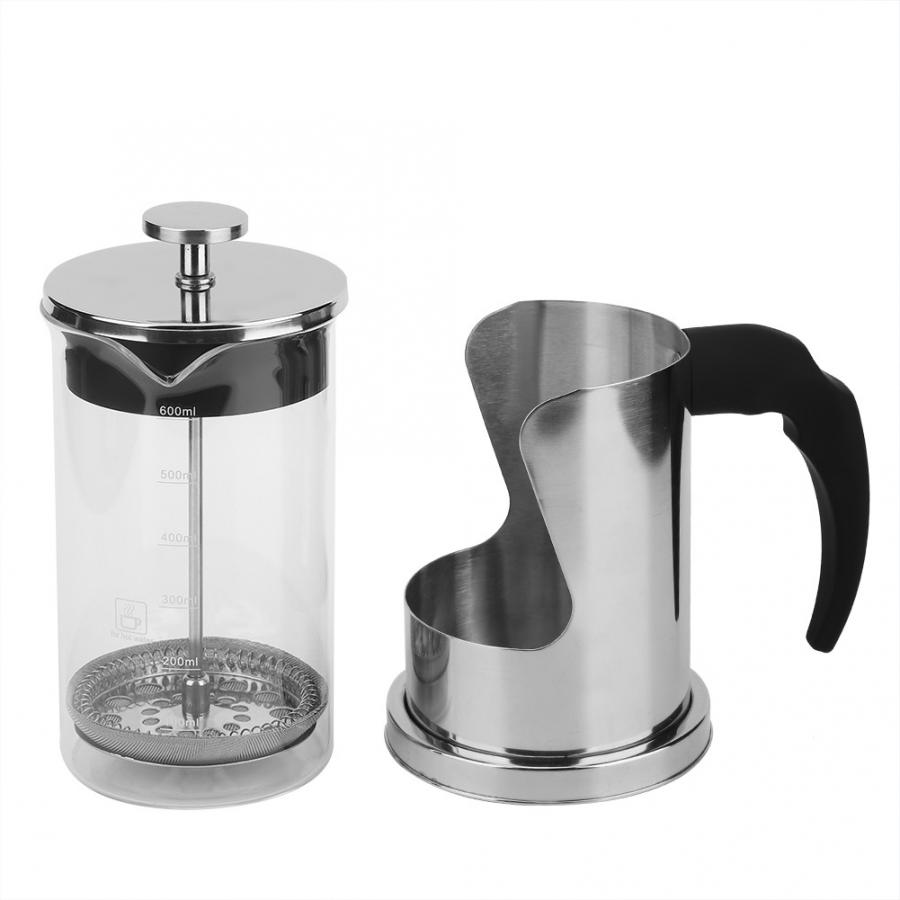 Coffe Maker moka 600ml Edelstahl Haushalt Presse Kaffee Maker Wärme Beständig Tee Topf Tragbare Kaffee Maker Küche