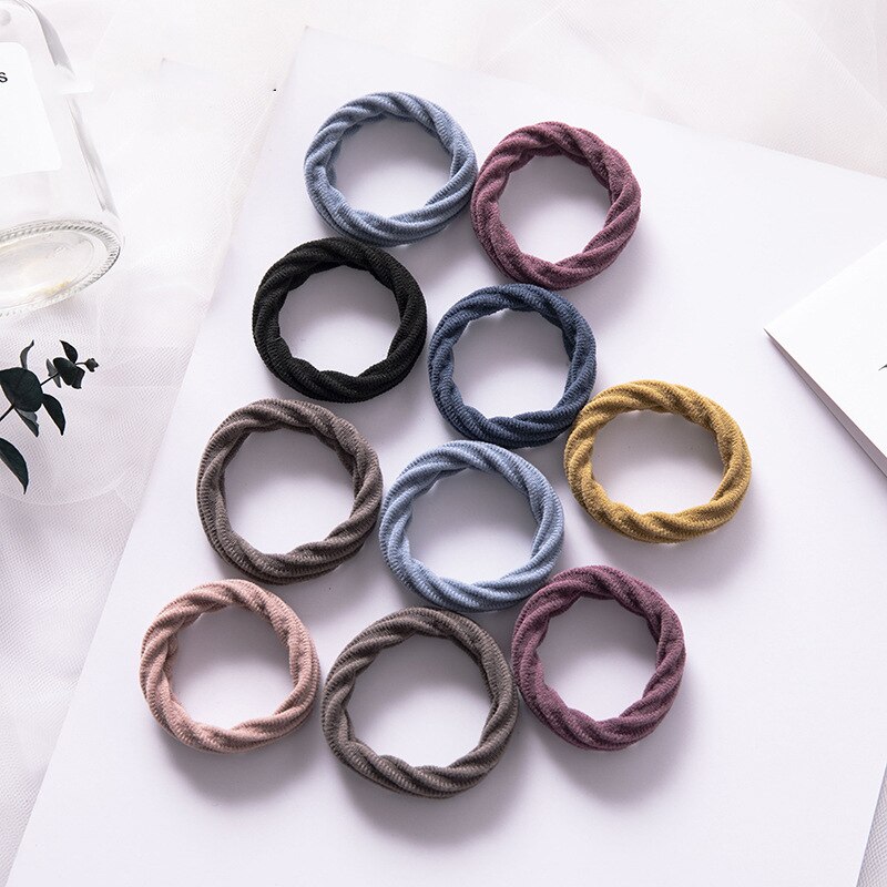 10 st grundläggande hårgummiband tjocka sömlösa scrunchies elastiska hårband enfärgad hästsvanshållare pannband håraccessoarer