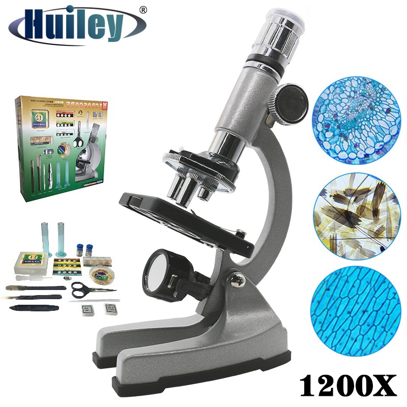 1200X Verlichte Aanwezig Microscoop Zoom Monoculaire Biologische Microscoop Educatief Speelgoed Microscoop Metalen Body