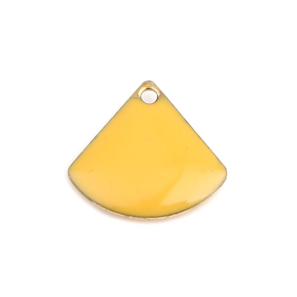 Doreen Doos Koper Geëmailleerd Pailletten Charms Goud Kleur Metalen Geometrische Kleurrijke Waaiervormige Hangers Sieraden 13Mm X 12mm, 10 Pcs: Yellow