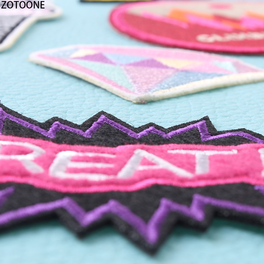 Zotoone Kleurrijke Letters Cirkel Patch Voor Kleding Geborduurde Kleding Patches Toepassingen Badges Stickers Applique Voor Kledingstuk