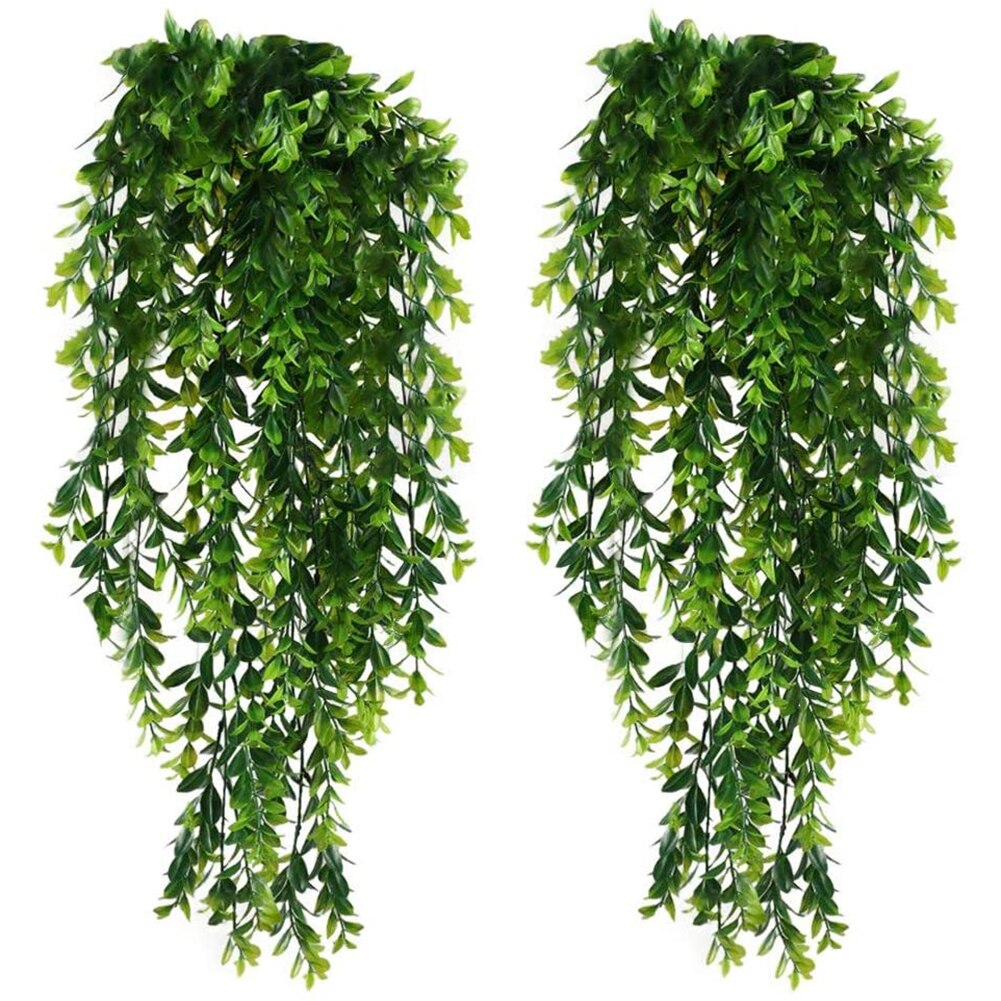 2pcs Artificial Plant Vines Wall Hanging Simulation Rattan Leaves Branches Green Plant Ivy Leaf DIY Garden Home Decoration: Default Title