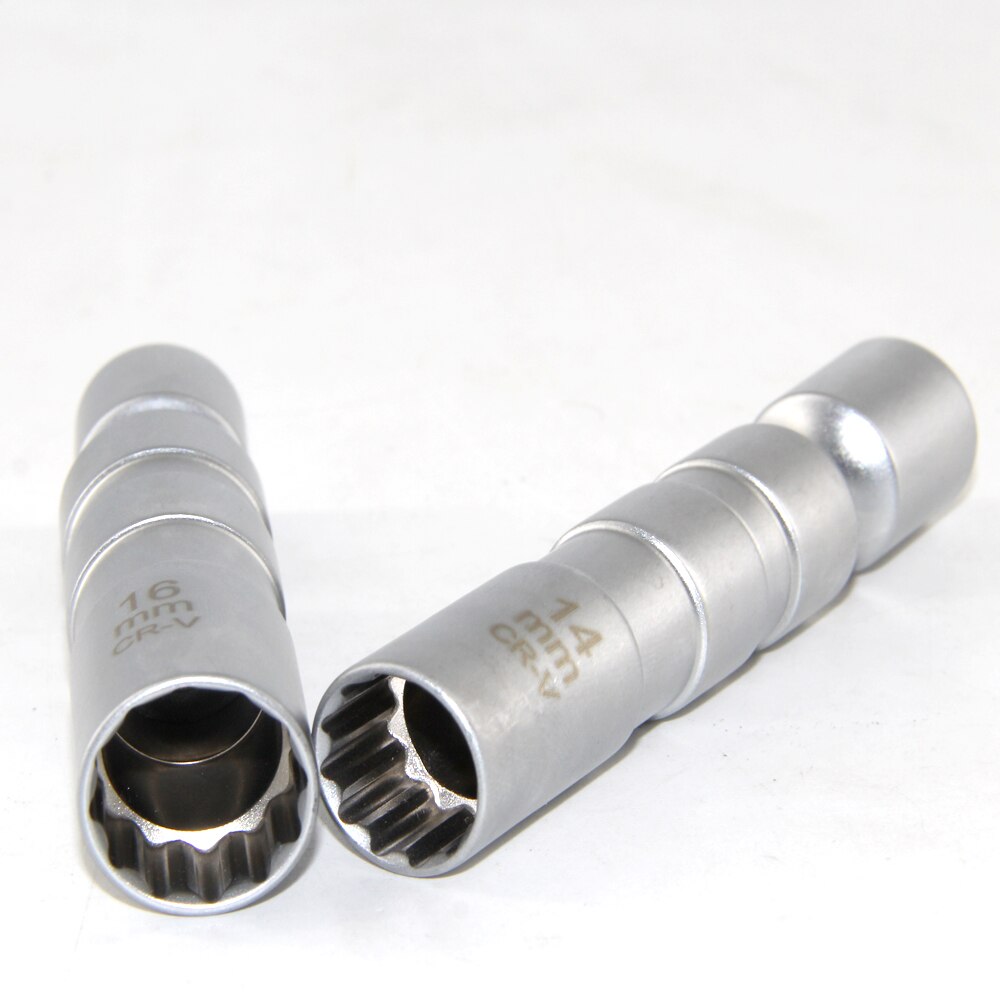 2 stk tændrørs slingre fatning 3/8in.  drev 95l 12 punkt crv topnøgle 14mm 16mm