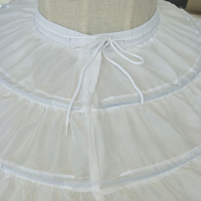Jupon blanc pour filles, tenue de mariage, sous-jupe, ceinture élastique, cordon de serrage, jupe trapèze à volants,