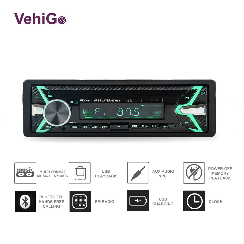 VehiGo 1 Din Bluetooth Autoradio MP3 Speler Single Din USB/SD/TF Auto Stereo Speler 1din Autoestereo