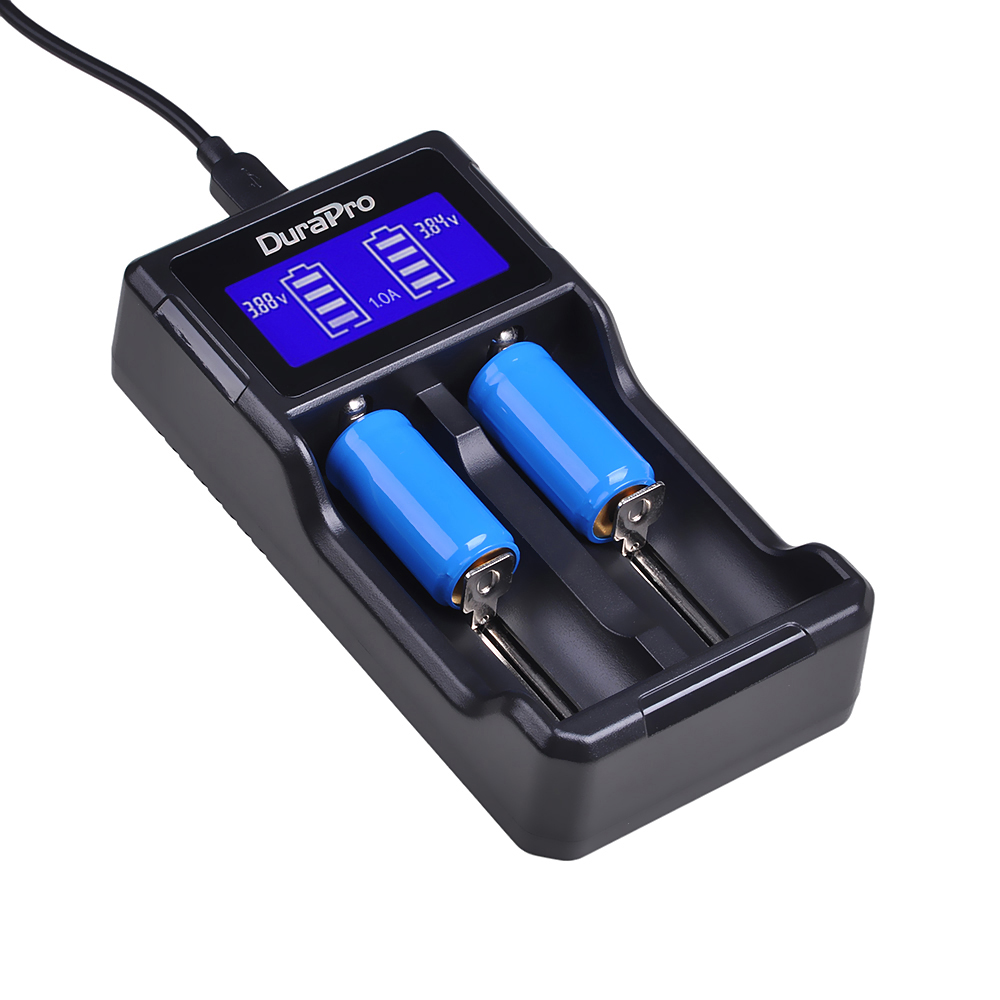 Durapro LCD USB Dual Battery Charger voor 26650 22650 18650 18490 18350 17670 17500 16340 (RCR123) 14500 10440 EEN AA AAA Li-Ion