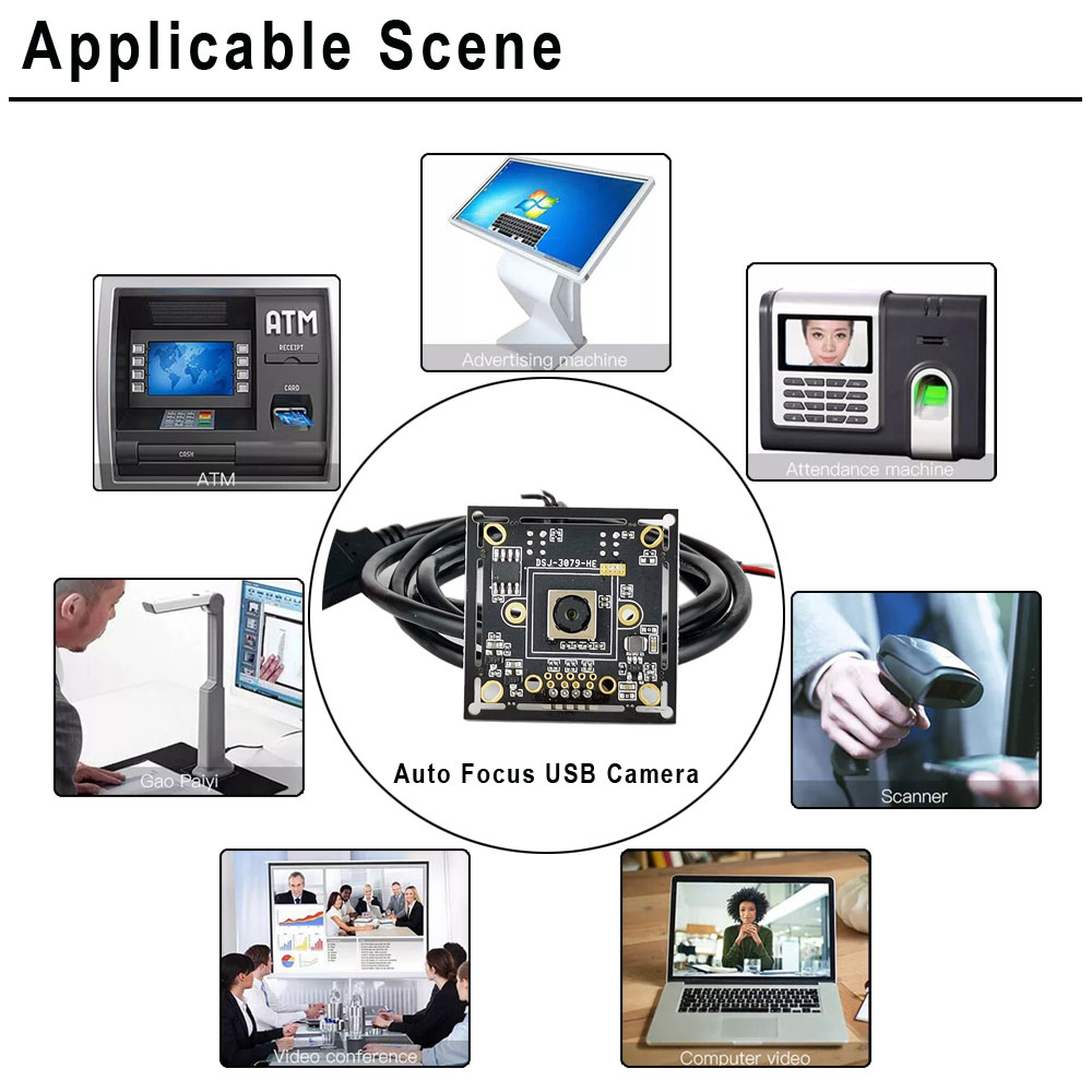 8MP Autofocus USB2.0 Camera with IMX179 Sensor Support UVC OTG Plug and Play 100 Degree No Distortion Lens 4K USB Video WebCam