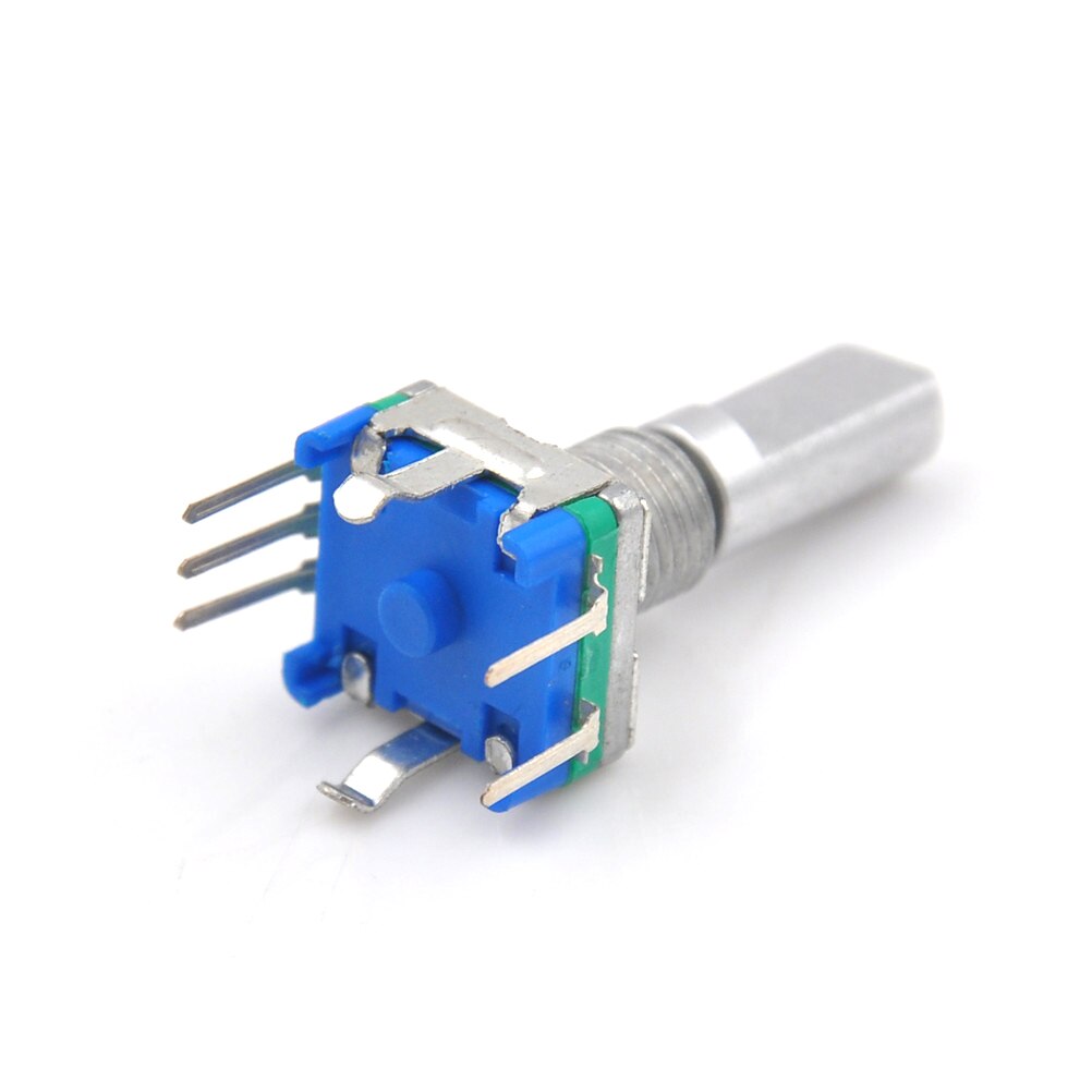 3 stk/parti aksel 6mm hul 7mm 5 stift d aksel 20 spærrepunkter 360 graders roterende encoder med trykknap potentiometer 14 x 12 x 6mm