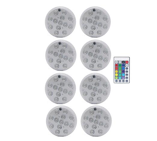 Flytande poollampor 16 färger dränkbara led-lampor med magnet och sugkopp dammfontän undervattensled nattlampa: 8 st
