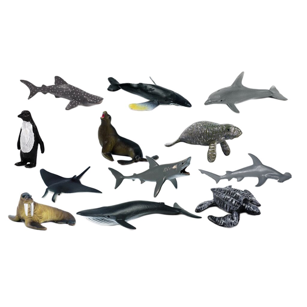 12 Packs Realistic Nature Sea Life PVC Animal Model Aquarium Preschool Toys