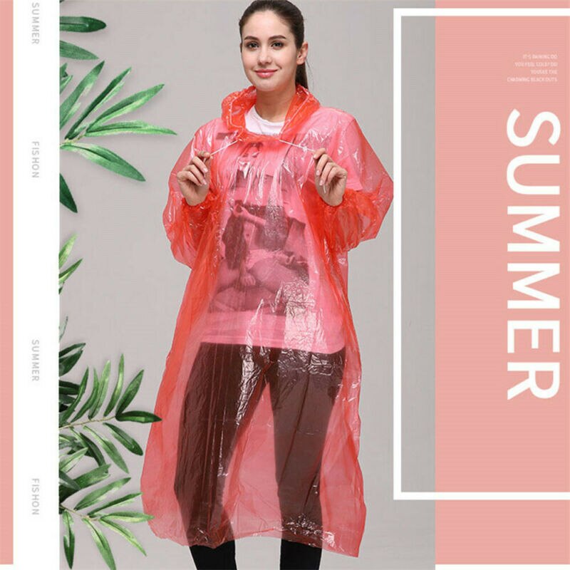 Chubasquero para adultos, impermeable, de plástico, desechable, Poncho para lluvia, capucha para mujer y hombre
