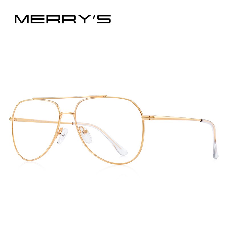 MERRYS Classic Pilot Glasses Frame For Men Women Myopia Prescription Glasses Frames Optical Eyewear S2689: C05 Gold