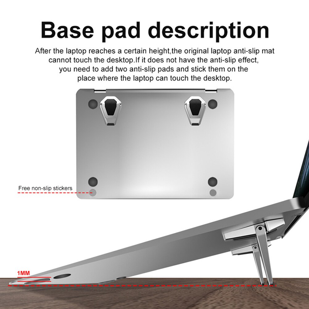 Verstellbarer, unsichtbarer laptopständer mit rutschfester, tragbarer halterung für notebooks – ideal für den schreibtisch.