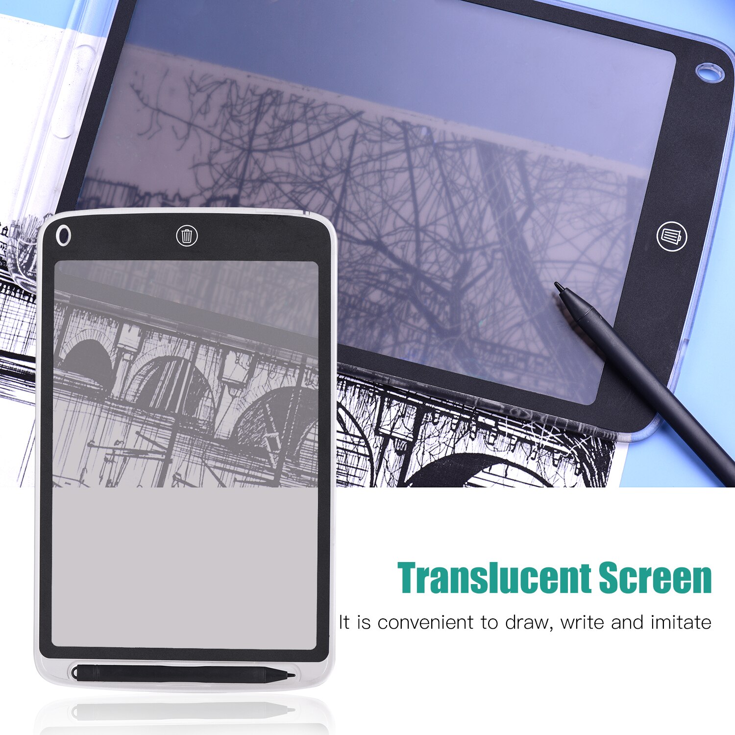 Color Screen 10 Inch LCD Writing Tablet Translucent Copy Drawing Board Digital Handwriting Pad with Stylus Pen Erase Button Lock