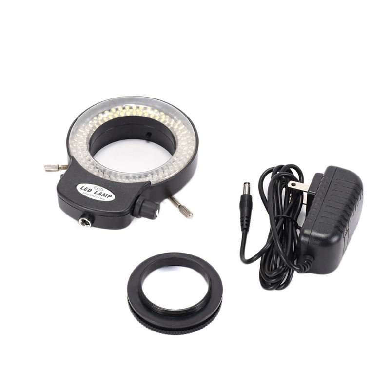 Microscope 144 LED Ring Light Adjustable Illumination Lamp for Industry Stereo Microscope Lens Camera with 110 V-240 V Adapter
