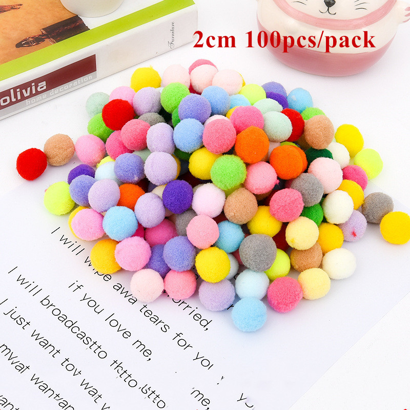 300Pcs Weiche Runde Flauschigen Pompons Ball 10/15/20/25mm Handwerk Filz Kugeln Gemischt Farbe DIY Dekoration Weichen Pom Nähen Stoff Liefert: 2cm 100pcs