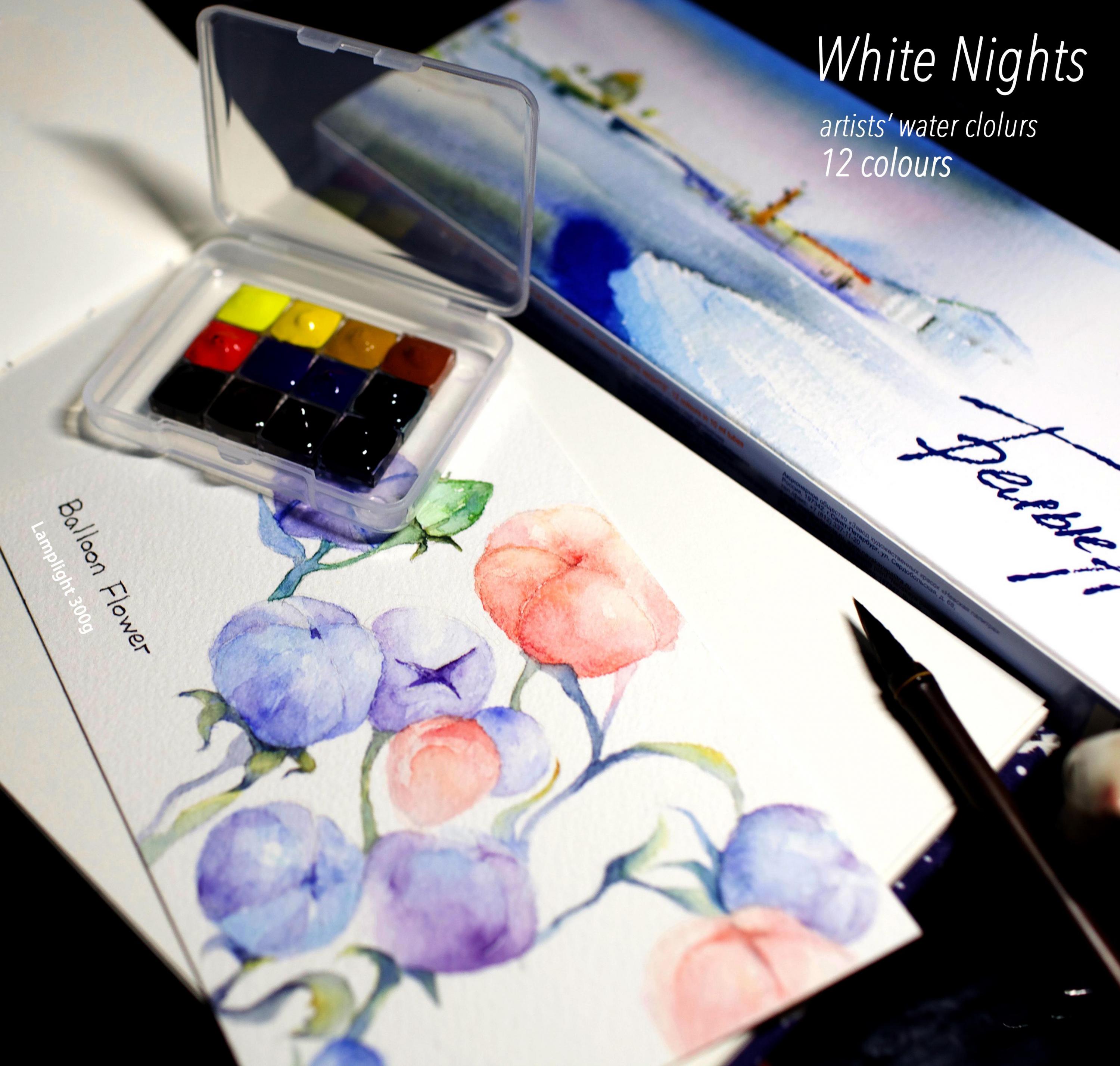 Russian White Night White Nights Watercolors, Artists master high concentration , 12 Colors, 0.5ml, Sub Dispensing Package