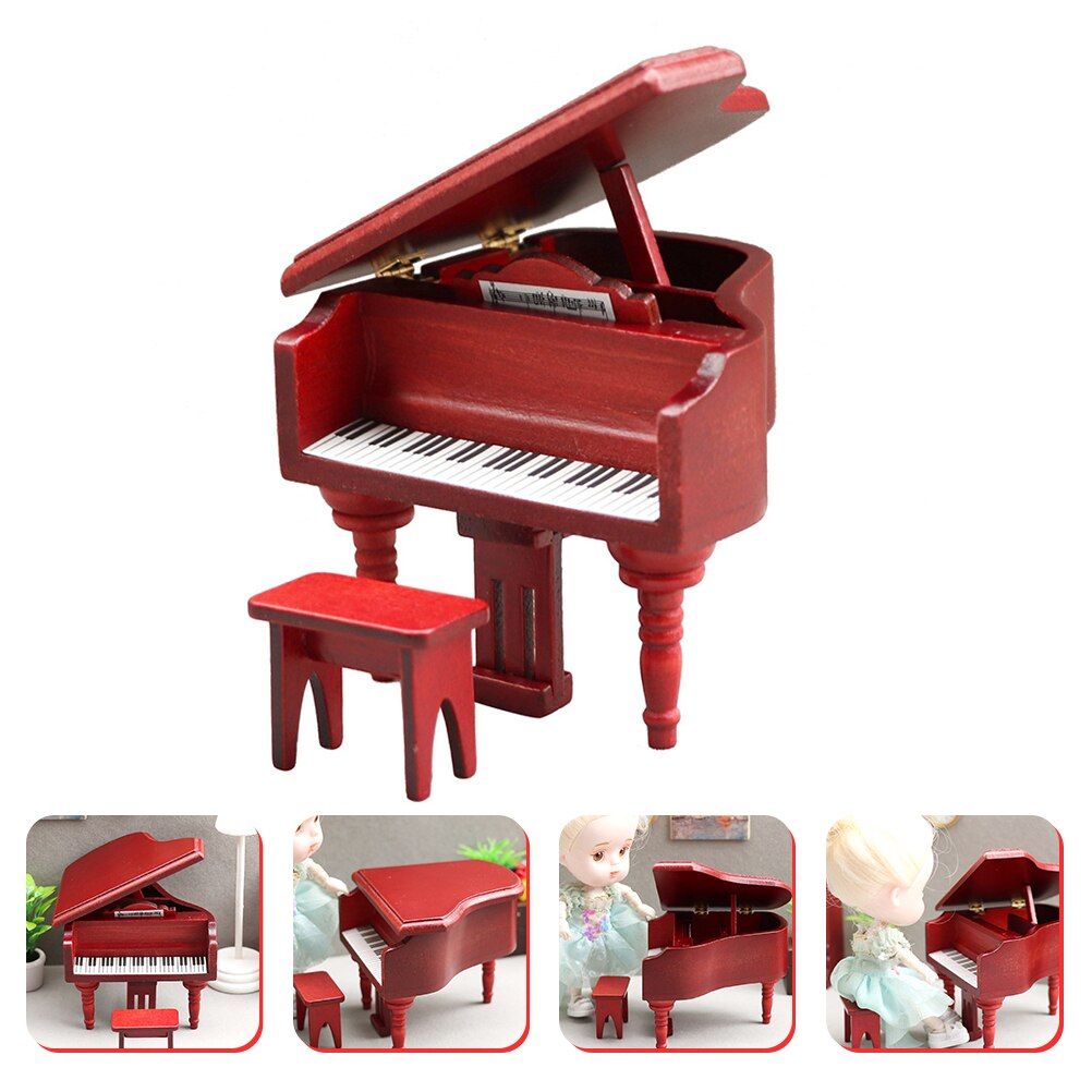 Mini Piano en bois avec tabouret, 1 ensemble