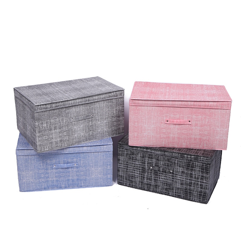 5 tailles boîtes de rangement avec couvercles Polyester tissu clair paniers de rangement conteneurs bacs avec organisateur de couverture