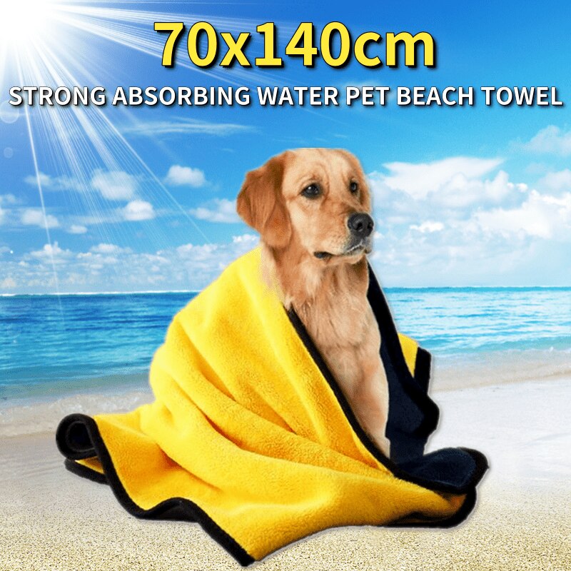 70x140cm Soft Fiber Dog Towel Microfiber Strong Absorbing Water Bath Pet Cat Puppy Dog Beach Towel Dry Hair Blanket Mattress
