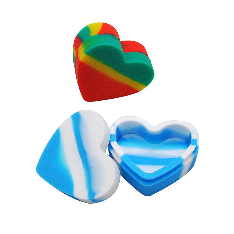 Colorful Silicone Storage Container Heart Shaped 18ml Capacity Wax Oil Jar Love Shape Pill Case for Herb Spice Small Items