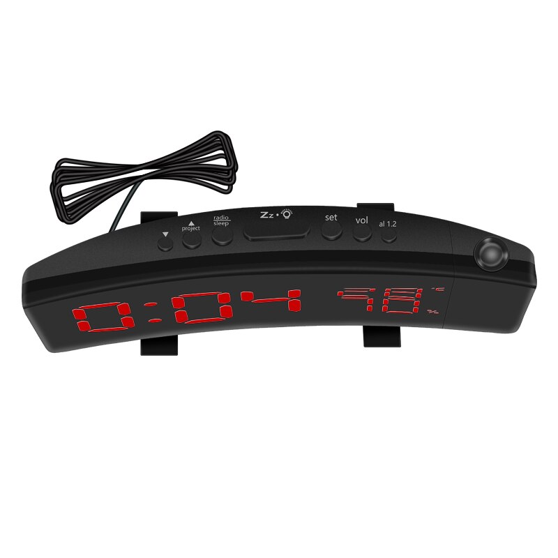 TS-5210 LED Projection Alarm Clock Digital Radio Snooze Timer Temperature LED Display FM Radio Three Color Clock