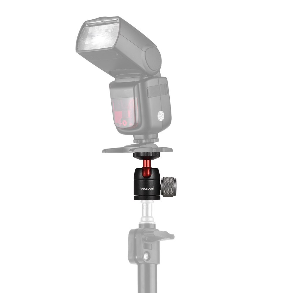 Veledge-mini tripé com cabeça de esfera, adaptador de liga de alumínio, 360 graus, com 1/4 ", furo para parafuso, para monitor de vídeo, luz led, speedlite