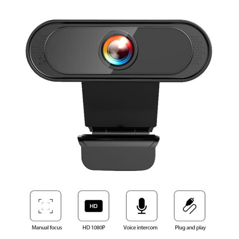 Minicámara de vídeo de ordenador Full HD 1080P Webcam con micrófono USB 2,0 para PC/escritorio/Laptop llamada negra trabajo de Conferencia