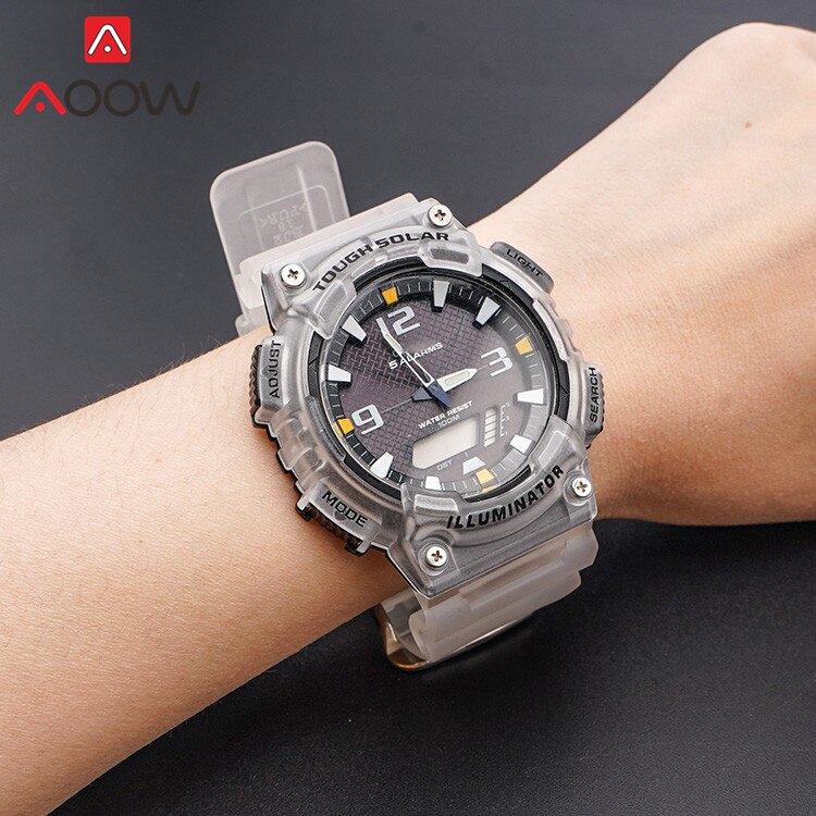 Resin Strap Bezel for Casio AQ-S810W AQS810 Sport Waterproof Men Replacement Bracelet Watch Band Protective Case Transparent