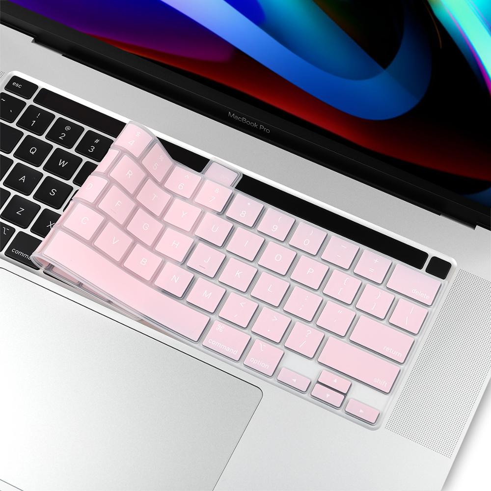 Keyboard Cover for Macbook Pro 16 Model A2141 US Enter English Alphabet Silicone Keyboard Protector Skin: Solid Pink
