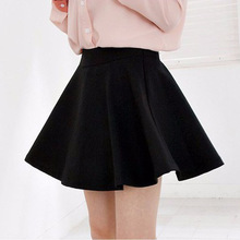 Falda con textura de cintura elástica negra, faldas acampanadas de corte A, falda minimalista corta de cintura alta de otoño para mujer, nueva ropa de talla vintage