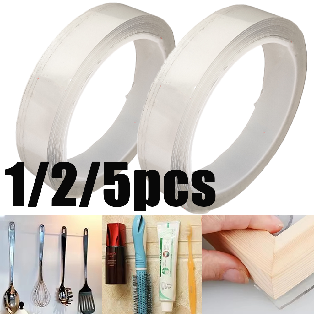 1-5Pcs Double Contact Nano Tape Powerful Extra Strong Sided Adhesive Water No Trace For Kitchen And Bathroom Waterproof And Tool