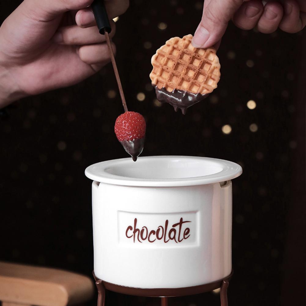 1 Set 350ml Chocolate Melting Pot Food Grade Rust-proof Metal High-Temperature Resistant Candy Candle Melting Pot for Home Pot