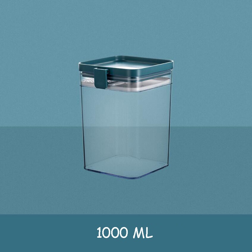 Kitchen Food Storage Sealed Container Airtight Jars with Lid for Storage Seasoning Candies Snack Cereal Pasta Tea Sealed Tank: 1000ML Peacock Blue