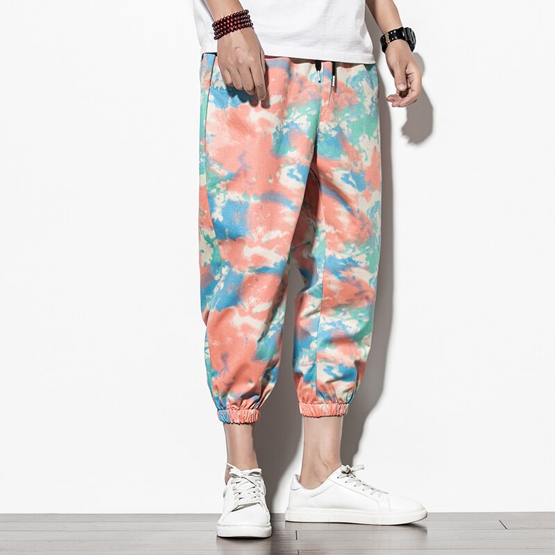 Streetwear sommar casual haremsbyxor män joggingbyxor män fitnessbyxor herr ankel-legth harajuku tryckta byxor