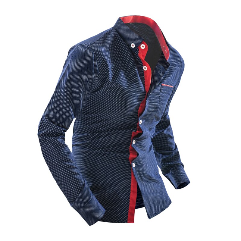 stijl UK classic jongen shirts M-2XL volledige mouw jonge mens casual shirt stippen Slim fit gratis