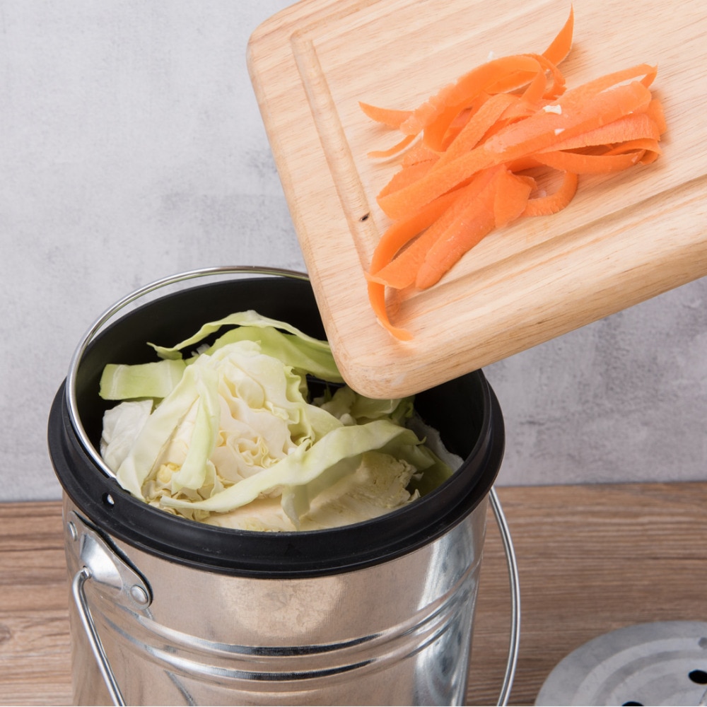 ANHO Stainless Steel Trash Can Deodorant Mini Bucket with Lid Compost Bin Counter Top Waste Bin Kitchen Garbage Storage Bucket